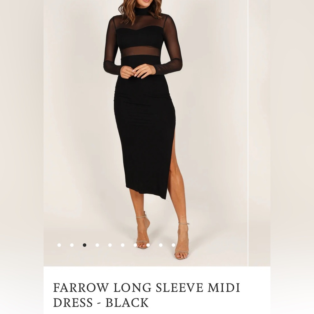 Black Long Sleeve Midi Dress